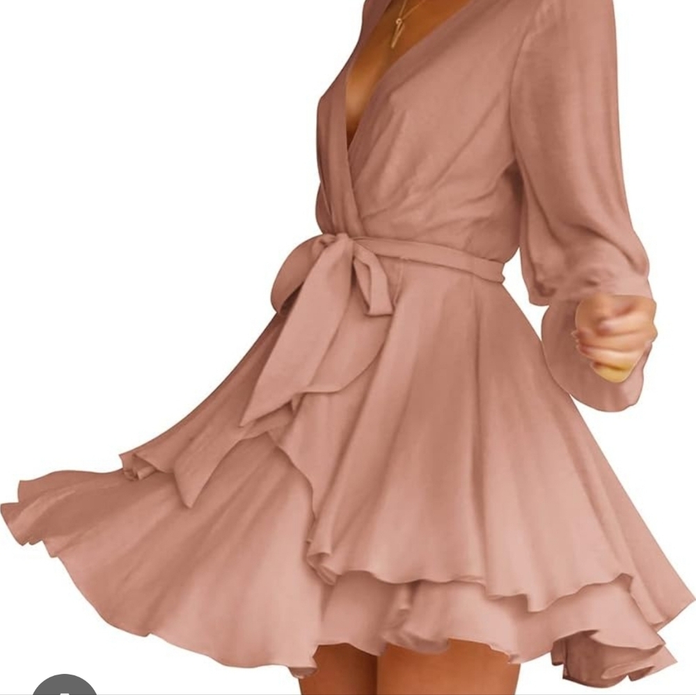 Soft Pink Wrap Dress – Size S, Buttery & Twirl-Approved